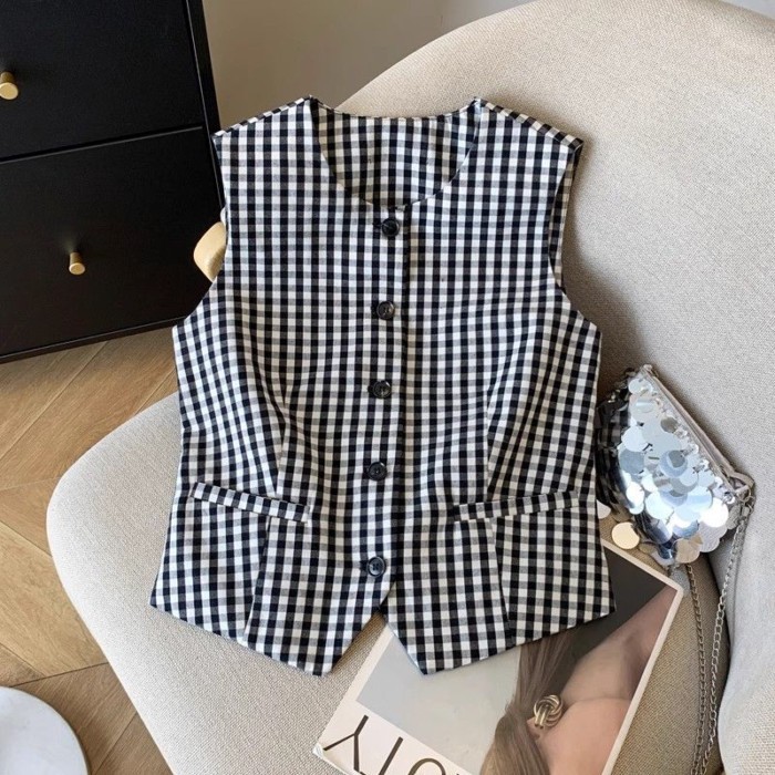 Áo buộc dây lưng sau cho nữ mặc vào mùa hè, áo cardigan ngắn vest đơn ngực cổ điển