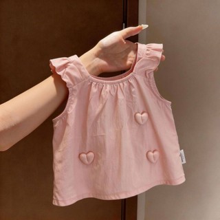 Áo vest tình yêu ba chiều mùa hè dành cho trẻ em 2016 áo ren không tay cho bé gái áo có dây đeo mỏn