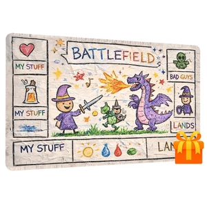 Thảm chơi game thủ phong cách Doodle có khu vực Thảm chơi thẻ vẽ rồng ma thuật dễ thương, tương thích với trò chơi thẻ giao dịch, chơi game trên bàn, phụ kiện chơi game