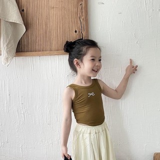 Áo yếm hở lưng hở lưng phong cách Hàn Quốc cho bé gái mùa hè nơ cổ chữ U áo hở rốn ôm sát cho bé gá