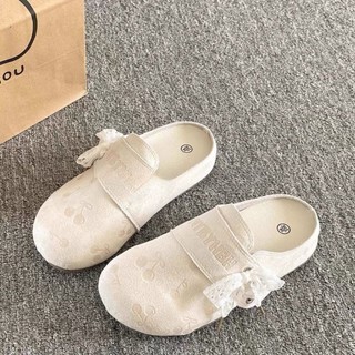 Giày sandal Birkenstock nữ mùa xuân hè mới kèm váy mũi nhọn nửa dép giày lười