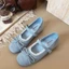 Giày tăng chiều cao Pháp, ren nông miệng, váy mới, giày Mary Jane, giày phong cách ballet đế