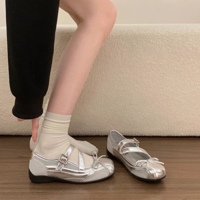 Cm Bên Trong Tăng Chiều Cao Phong Cách Ballet Mary Jane Giày Nữ Nơ Mới Giày Sandal Thể Thao Đ