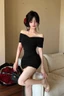 Thiết kế thời trang thuần khiết khao khát của Pháp, váy một vai, kiểu dáng đa dạng, váy ngắn