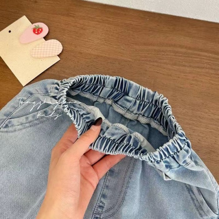 Quần Bé Gái Mùa Hè Thời Trang Mới Cho Bé Quần Ống Suông Mùa Hè Mỏng Denim Trẻ Em Quần Cắt