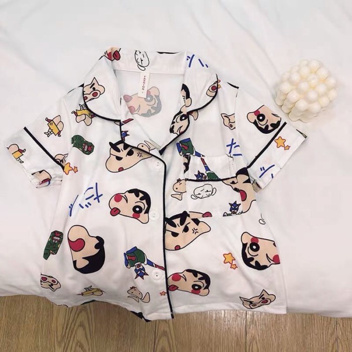 Mùa hè Bộ đồ ngủ mới cho trẻ em, bộ đồ ngắn tay Crayon Shin-chan cho trẻ em, quần áo mặc nhà