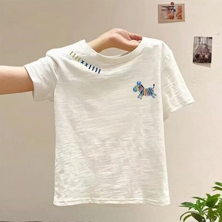 Áo thun dáng rộng tay ngắn in hình bông tuyết cổ tròn dành cho bé gái mùa hè