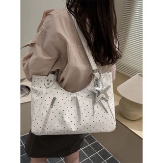 Túi tote chấm bi nữ tính phong cách Hàn Quốc Túi PU di động đa năng sức chứa lớn