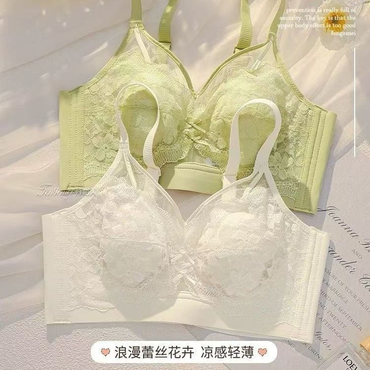 Mẫu mới áo ngực ren mỏng mùa hè, không vòng thép, tạo dáng nhỏ gọn và gợi cảm