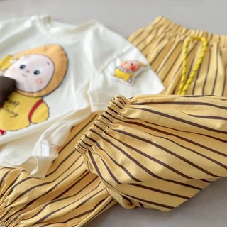 Bộ quần áo ngắn tay mỏng thời trang mùa hè dành cho bé trai và bé gái Bộ đồ nửa tay hoạt hình dành