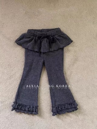 Quần dài xuân thu phong cách Hàn Quốc cho bé gái, quần culottes giả hai dây ống loe cho bé gái và q