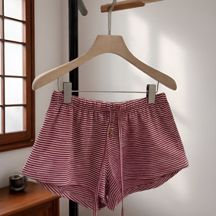 Dongdaemun Dây Rút Co Giãn Quần Short Sọc Đa Năng Quần Thể Thao Giảm Béo Cho Nữ