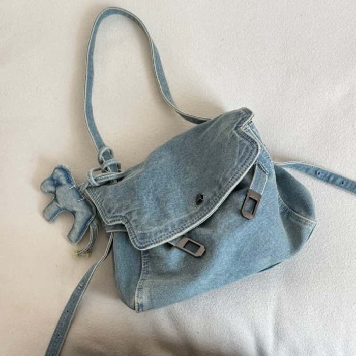 Denim Thời Trang Túi Đeo Ngang Denim Dung Tích Lớn Đi Lại Túi Retro Mới Thường Ngày Đa Năng Đeo Vai