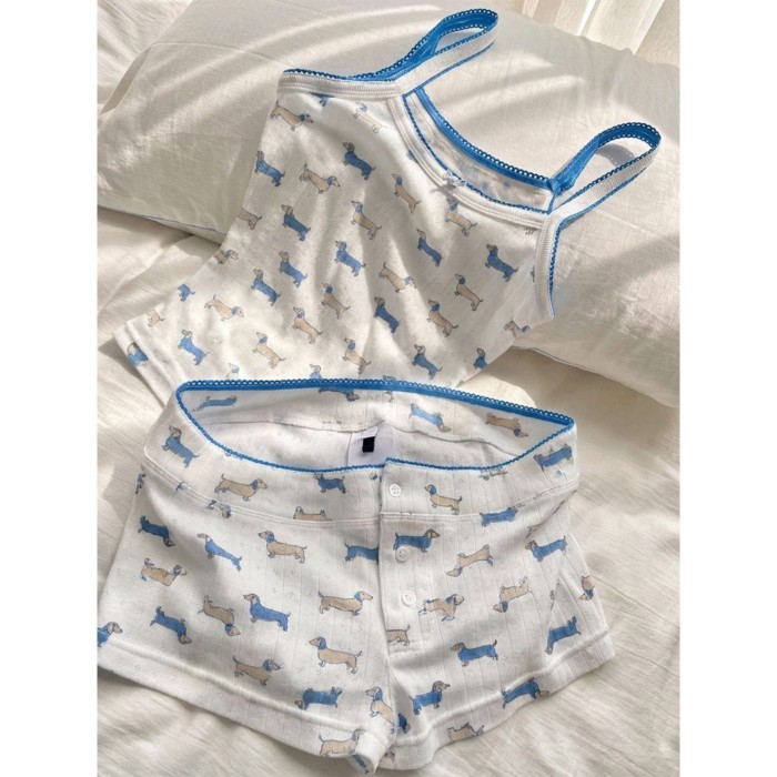 nhỏ tươi tắn và dễ thương in hình quần short treo đồ ngủ cho nữ mùa hè mới quần áo ở nhà nhỏ