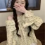 Áo sơ mi hoa nữ, áo trễ vai, áo sơ mi dáng rộng dài tay phối ren cho nữ