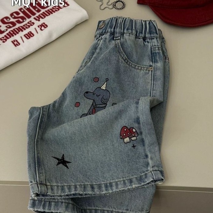 Quần short denim trẻ em, quần jean trẻ em, quần short phong cách mới mùa hè, quần short denim