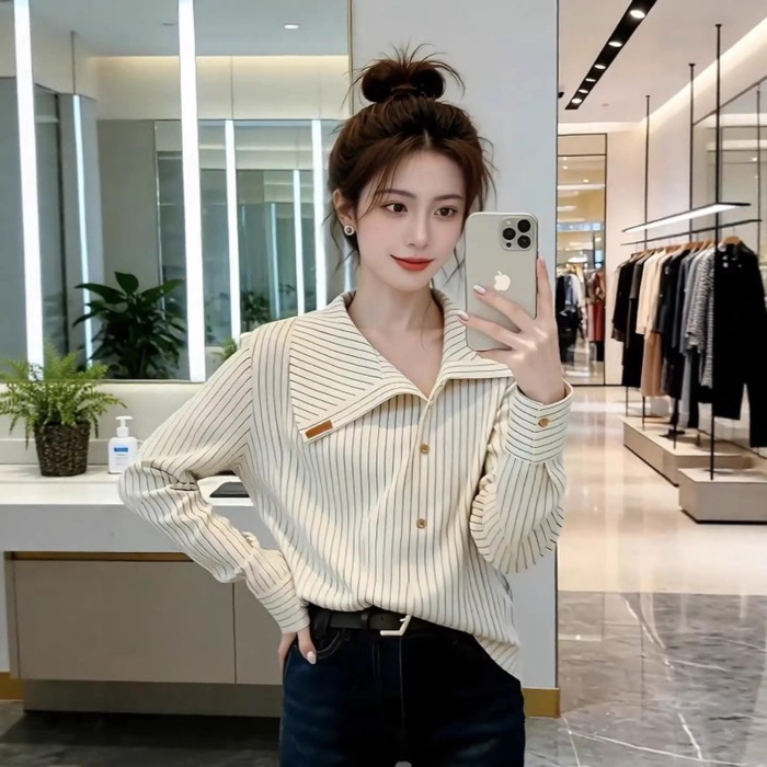 Áo sơ mi dài tay giả hai mảnh thời trang retro thời trang xuân hè mới cá tính và phong cách em g