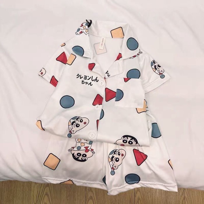 Mùa hè Bộ đồ ngủ mới cho trẻ em, bộ đồ ngắn tay Crayon Shin-chan cho trẻ em, quần áo mặc nhà