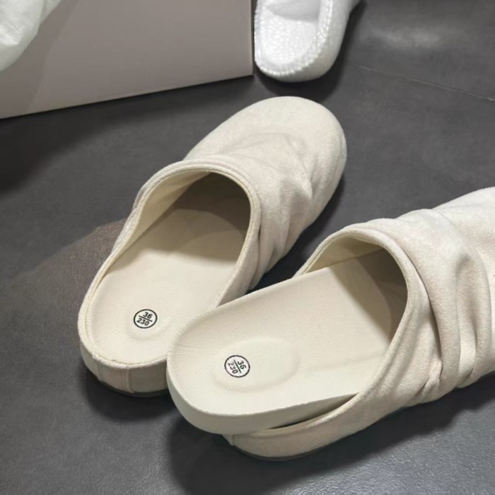 Giày Birkenstock đế dày xếp li màu trắng dành cho nữ đi bên ngoài dép xỏ ngón một chân lười