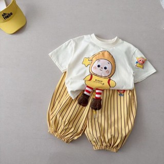 Bộ quần áo ngắn tay mỏng thời trang mùa hè dành cho bé trai và bé gái Bộ đồ nửa tay hoạt hình dành