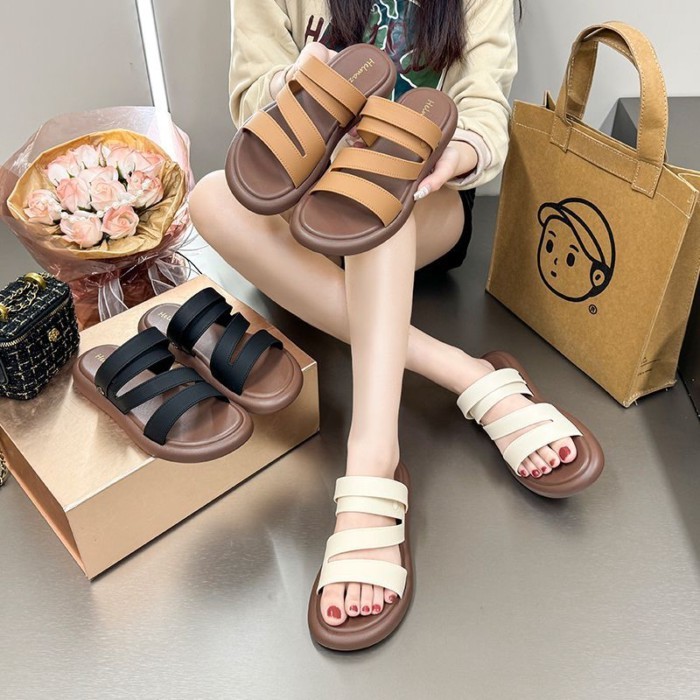 Dép dép mùa hè cho nữ, đế dày, thời trang mới, đi biển, chống trượt, giản dị, đa năng