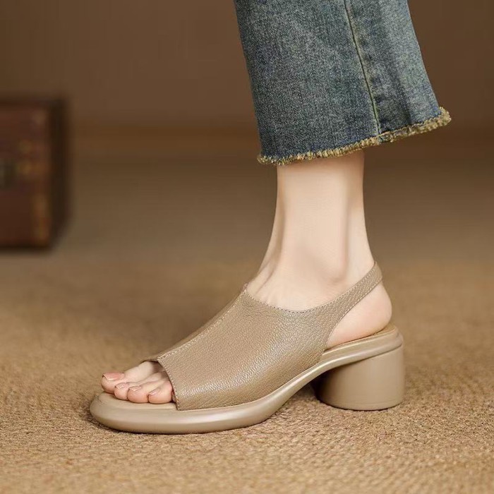 Giày cao gót đế dày đế dày hở mũi dành cho nữ mùa hè khóa một dây Giày La Mã dành cho nữ