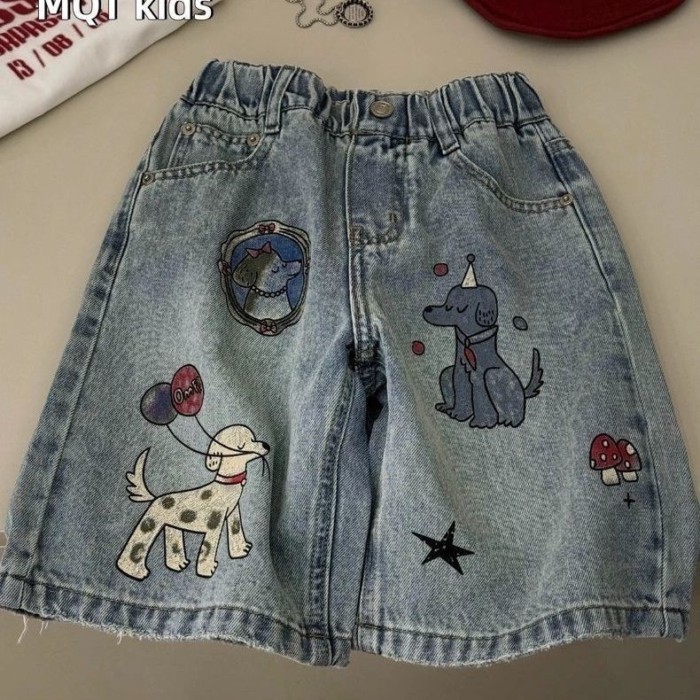 Quần short denim trẻ em, quần jean trẻ em, quần short phong cách mới mùa hè, quần short denim