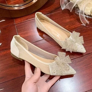 Giày thời trang mùa xuân và mùa hè cho nữ gót thấp đính kim cương giả lưới thoáng khí nữ màu khỏa t