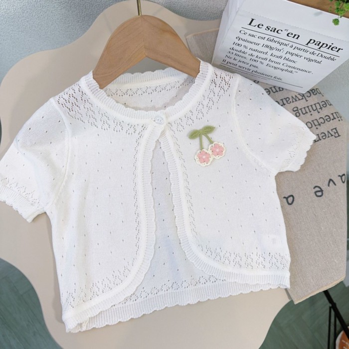 cô gái điều hòa không khí cardigan bé mặc bên ngoài công chúa nhỏ bé áo khoác mỏng băng lụa khăn