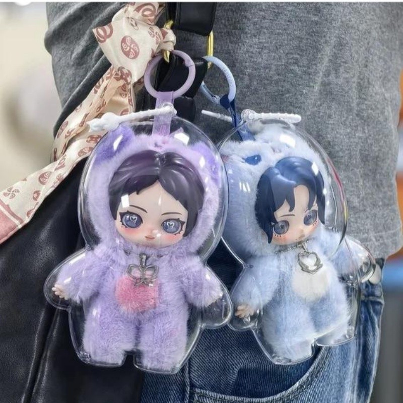 2 Chiếc HD Trong Suốt Dành Cho aespa Fluffy Club Series Búp Bê Sang Trọng Chống Bụi Hộp Bảo Vệ Acrylic Hộp Bảo Quản Phụ Kiện Mặt Dây Chuyền Búp Bê (KHÔNG CÓ DELL)