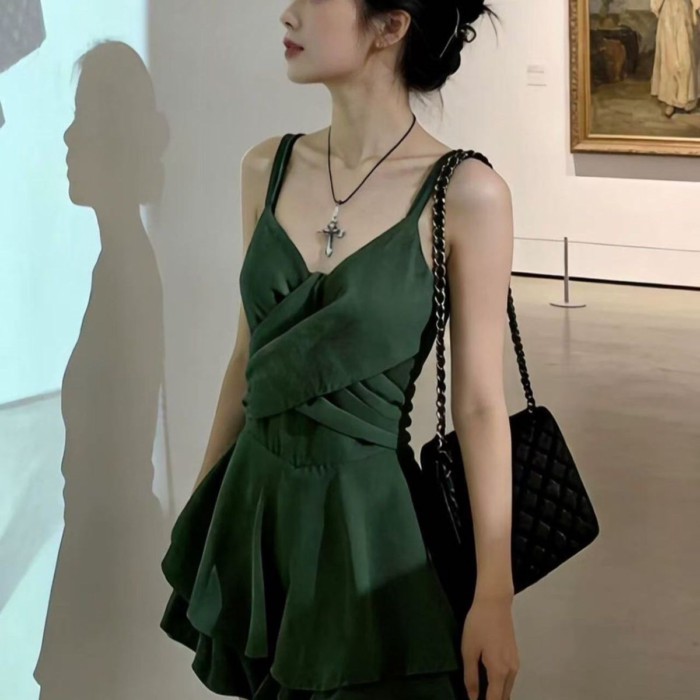 Váy kiểu Pháp dành cho nữ, thiết kế mùa hè, thích hợp, khí chất chữ A đẹp và độc đáo, váy đen