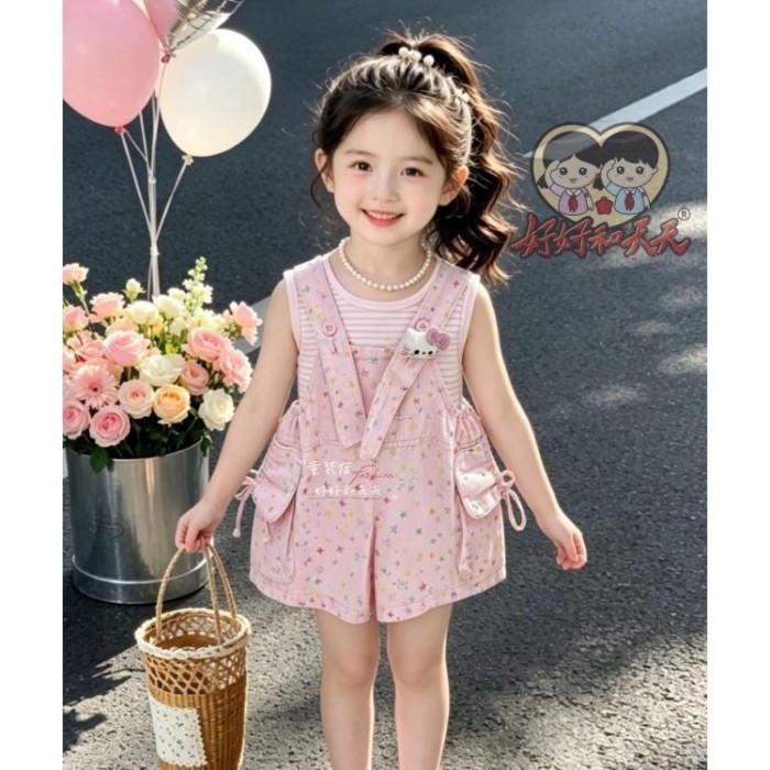 Bé gái Bộ áo liền quần ngôi sao hồng phong cách Hàn Quốc mới Áo vest hồng hình trái tim Áo ve