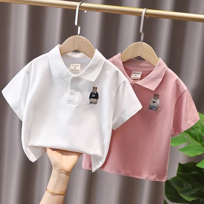 Áo sơ mi POLO trẻ em  phong cách Hàn Quốc mềm mại, thoải mái, ve áo rộng vừa vặn, đa năng, nhẹ