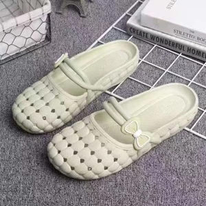 Nữ Rỗng Rỗng Giày Nữ Trắng Giày Sandal Mũi Đế Bằng Áo Khoác Ngoài Thoải Mái Nhẹ Mẹ Giày