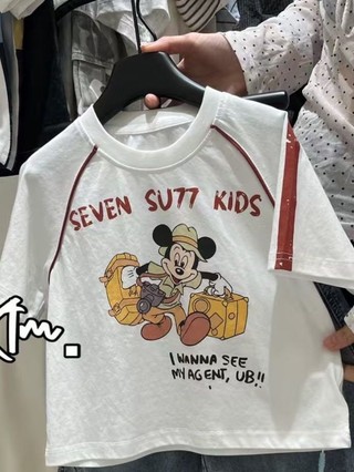 Áo thun cotton tay ngắn in hình hoạt hình mùa hè dễ thương đa năng cho bé trai và bé gái