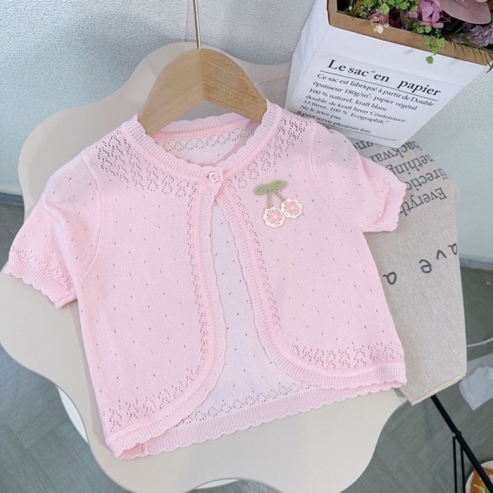 cô gái điều hòa không khí cardigan bé mặc bên ngoài công chúa nhỏ bé áo khoác mỏng băng lụa khăn