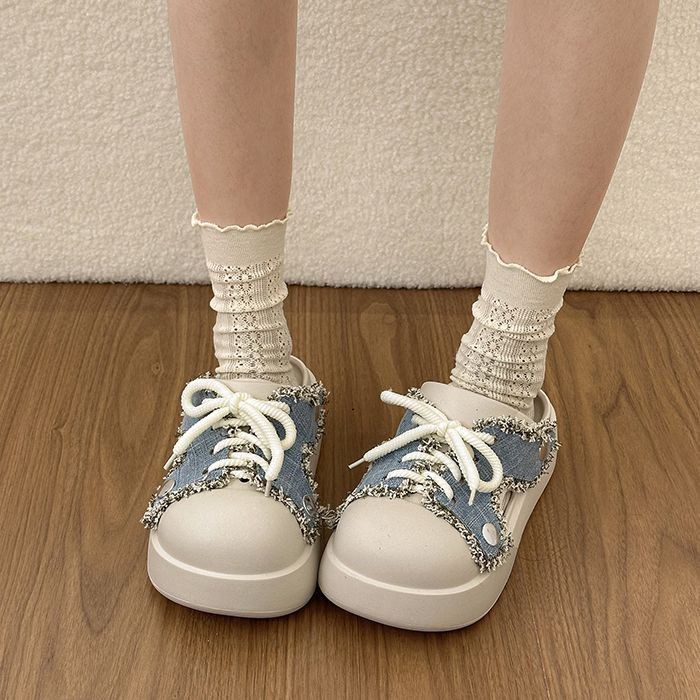 đôi dép xỏ ngón denim thời trang dành cho nữ mặc ngoài mùa xuân mới đế dày chống trượt đa năng D