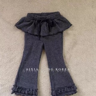 Quần dài xuân thu phong cách Hàn Quốc cho bé gái, quần culottes giả hai dây ống loe cho bé gái và q