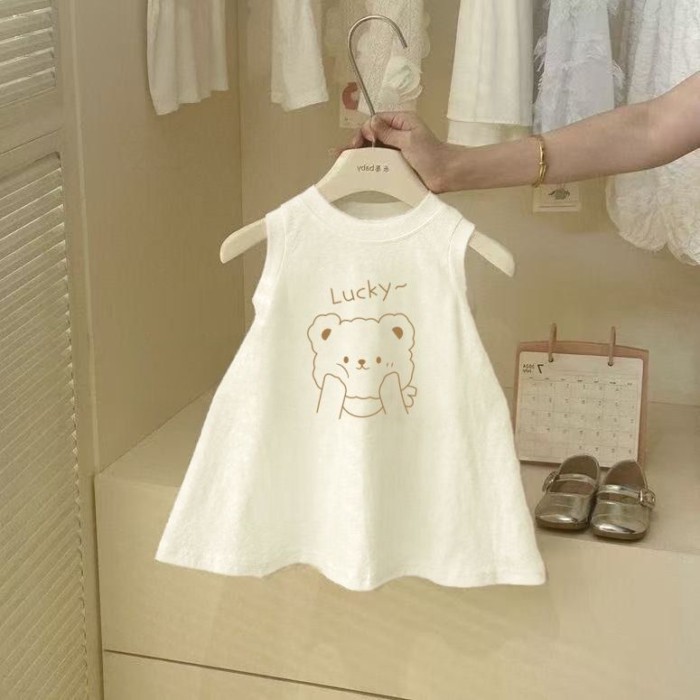Mùa hè phong cách mới 100% cotton bé gái váy in hình thời trang và dễ thương váy vest đa năng th