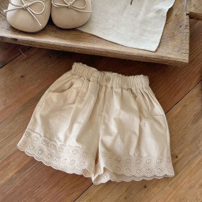 bé gái nguyên chất quần short cotton đơn giản và đa năng màu trơn dáng rộng thoáng khí quần r