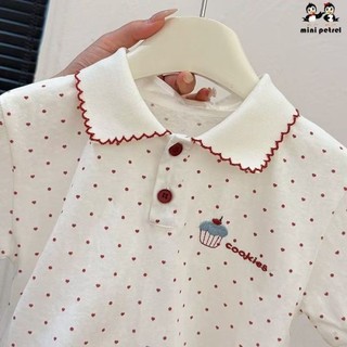 Bé gái mùa hè yêu thích áo thun ngắn tay chấm bi áo sơ mi POLO chấm bi dễ thương cho trẻ em