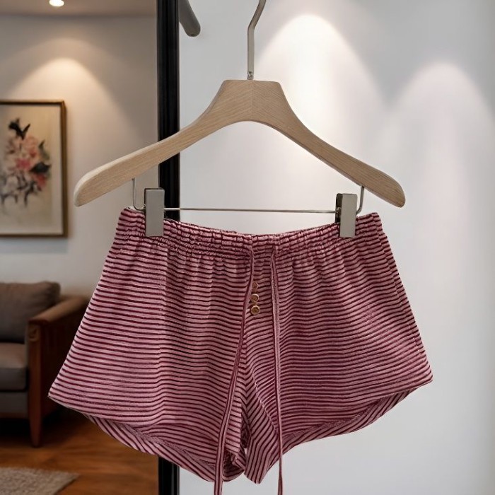 Dongdaemun Dây Rút Co Giãn Quần Short Sọc Đa Năng Quần Thể Thao Giảm Béo Cho Nữ