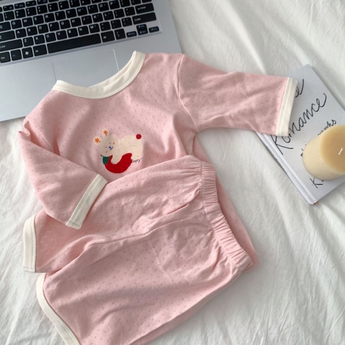 Trẻ em thở cotton quần áo ở nhà bé gái mùa hè hoạt hình nguyên chất cotton ngắn tay quần shor