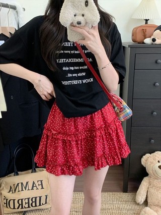 Váy chấm bi đỏ size cho nữ, váy hè đẹp, lưng cao, giảm béo, váy tutu bánh chữ A