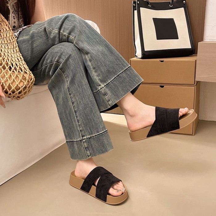 Dép quai ngang gió nhẹ nhàng cho nữ mùa hè đế dày chống trượt đế mềm đa năng và thoải mái mặc bên n