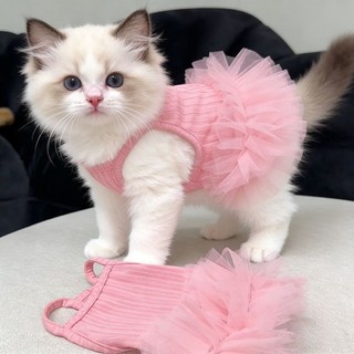 Mèo Mùa Hè Màu Hồng Pettiskirt Sling Đầm Thoáng Khí Mỏng Phong Cách Đa Năng Cho Chó Mèo 0.5-7kg