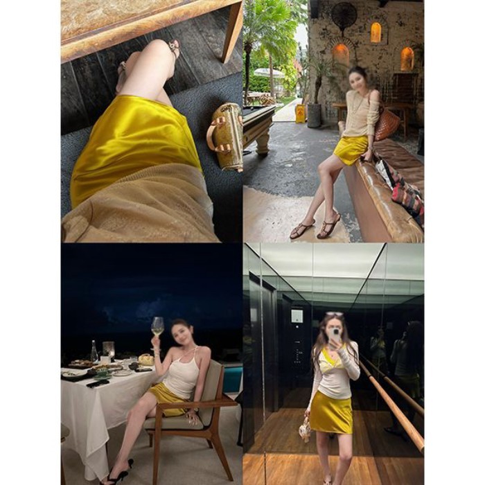 Váy Acetate Satin xuân hè phong cách mới, dáng A-line, form slim fit