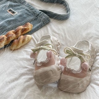 dép xỏ ngón mùa hè mới, giày nữ thông thường đa năng, đế siêu dày hoa tulip dễ thương, giày tăng