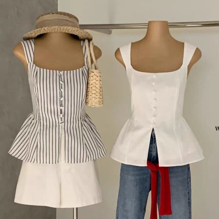Lan ~ Phong Cách Mới Sling Mùa Hè Áo Vest Không Tay Ôm Hơn Nhìn Top Phong Cách Hàn Quốc Giảm Tuổi Thiết Kế Thời Trang Cảm Giác Đơn Giản Lớp Mặc