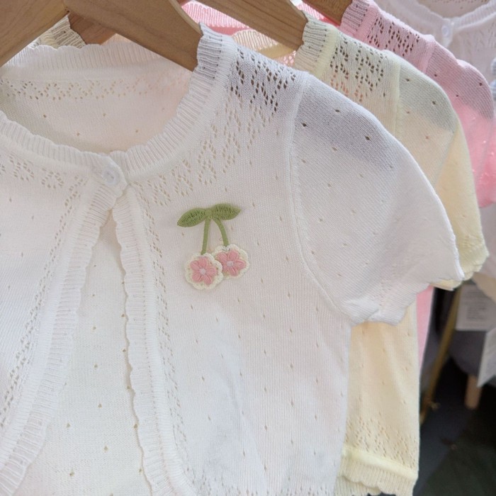 cô gái điều hòa không khí cardigan bé mặc bên ngoài công chúa nhỏ bé áo khoác mỏng băng lụa khăn